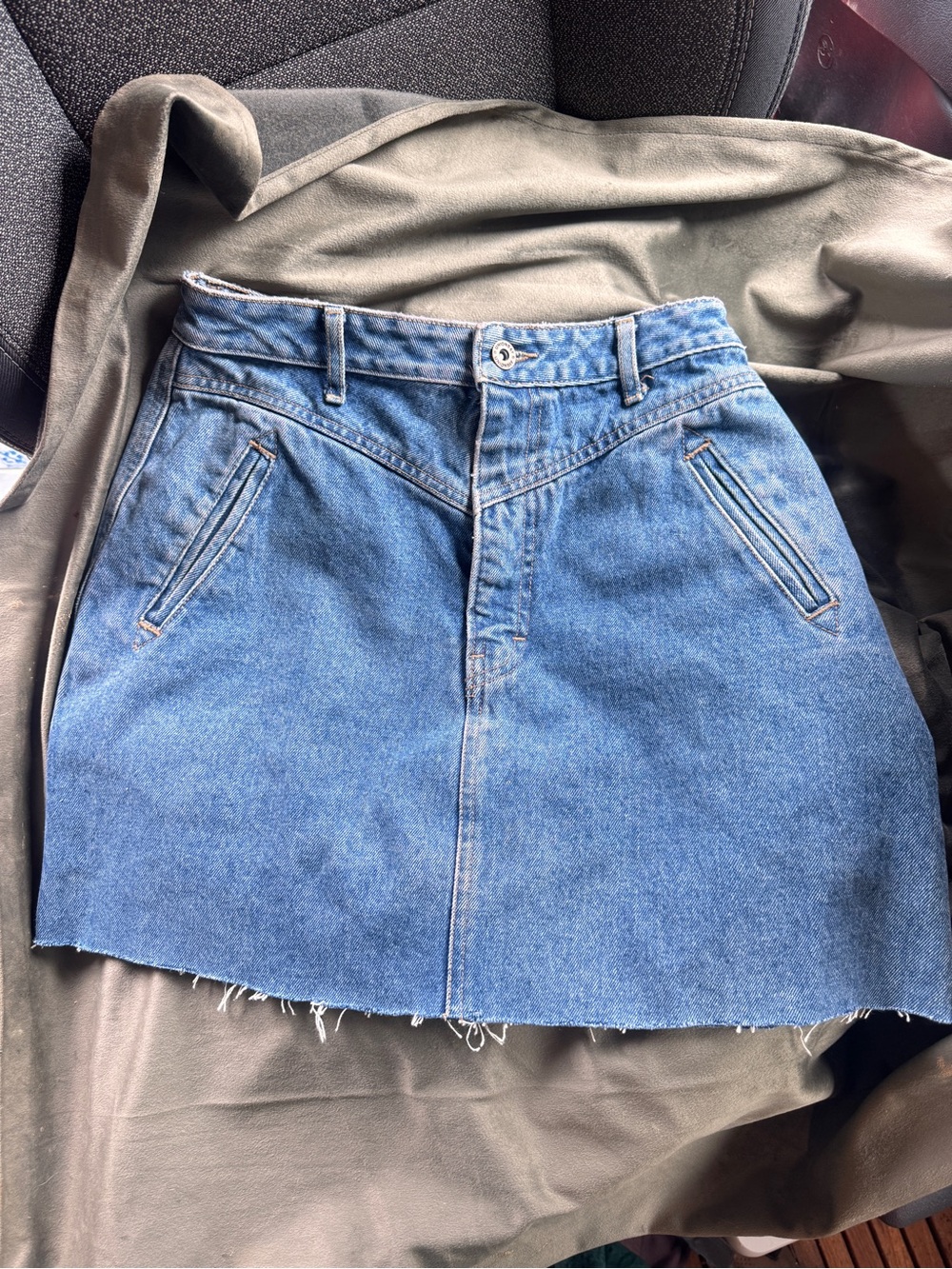 UNIONBAY Blue Denim Mini Skirt with Raw Hem